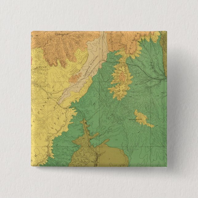 Geologic Map Of The Mesozoic Terraces Pinback Button (Front)