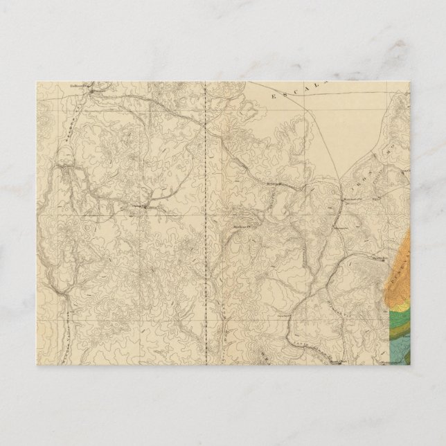 Geologic Map Showing The South Western Portion Postcard (Front)
