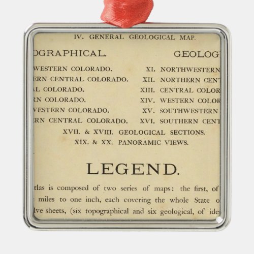 Geological and geographical atlas of Colorado Metal Ornament