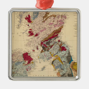 Geological map, British Isles Metal Ornament