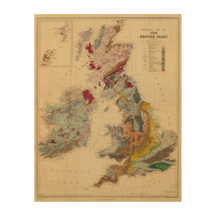 Geological map, British Isles Wood Wall Art