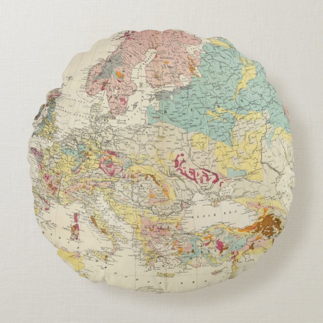 Geological map Europe Round Pillow (Front)