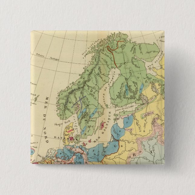 Geological Map of Europe Button (Front)