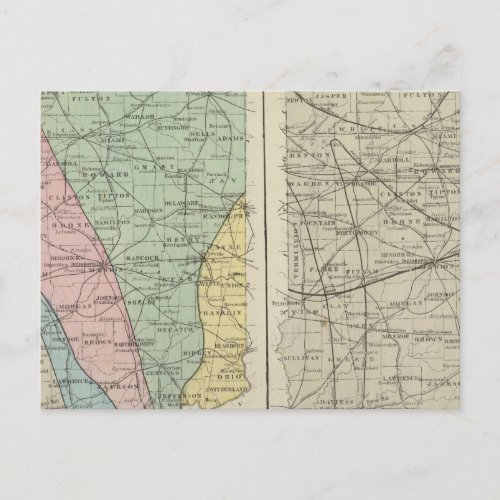 Geological map of Indiana Postcard