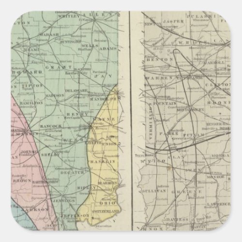 Geological map of Indiana Square Sticker