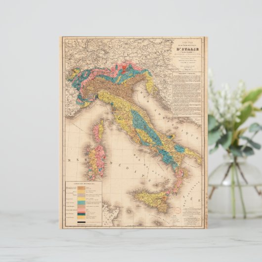 Geological Map of Italy by H. de Collegno (1844) (Standing Front)