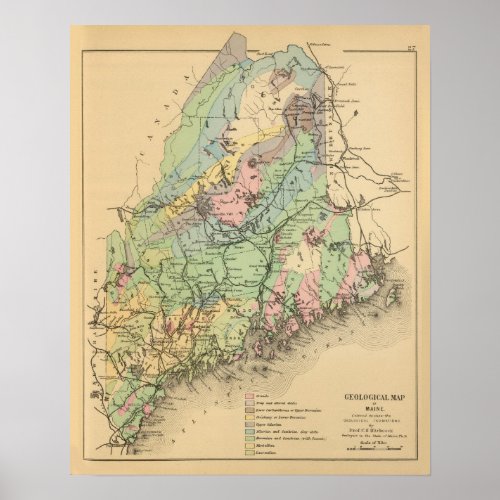 Geological map of Maine Poster
