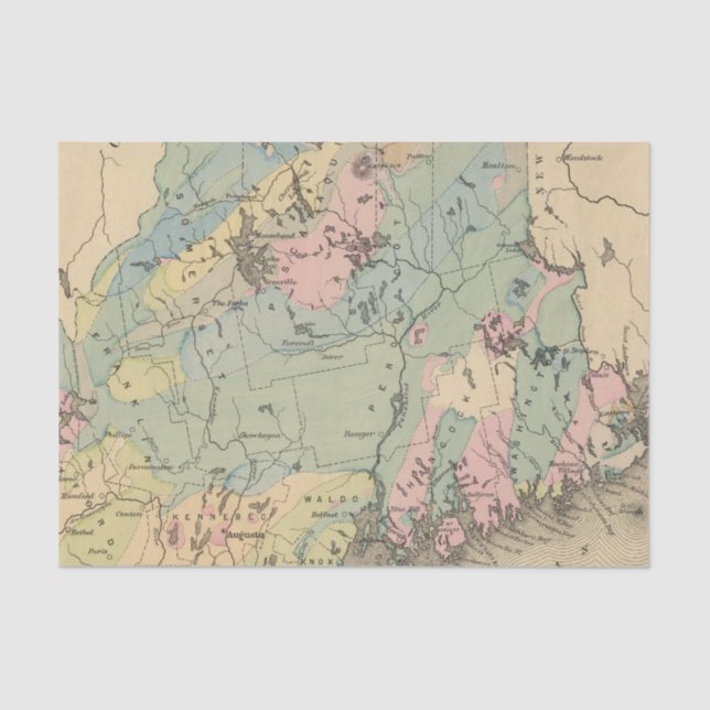 Geological map of Maine Tissue Paper (Front)