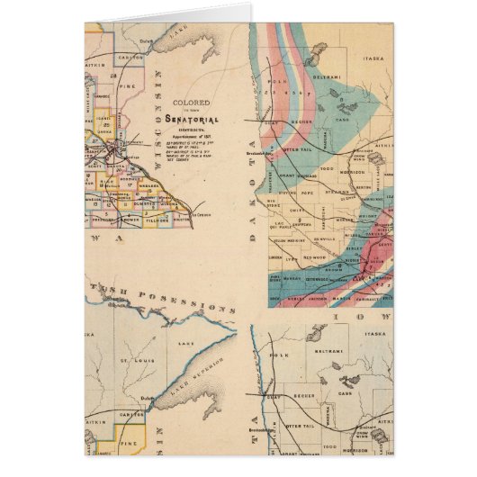Geological map of Minnesota by NH Winchell Cards (Front)