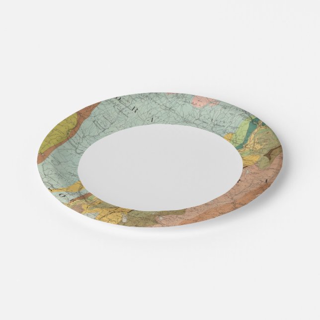 Geological Map of New Hampshire 2 Paper Plates (Angled)