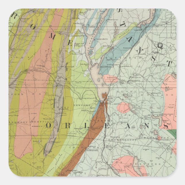 Geological Map of New Hampshire 3 Square Sticker (Front)