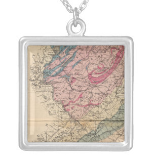 Geological map of New Jersey Silver Plated Necklace