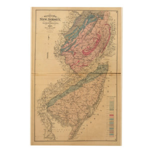 Geological map of New Jersey Wood Wall Art