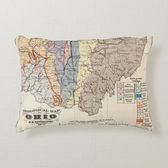 Geological map of Ohio Decorative Pillow (Front)
