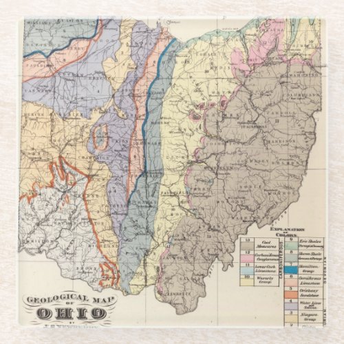 Geological map of Ohio Glass Coaster
