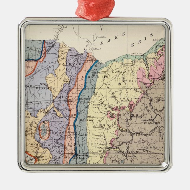Geological map of Ohio Metal Ornament (Front)