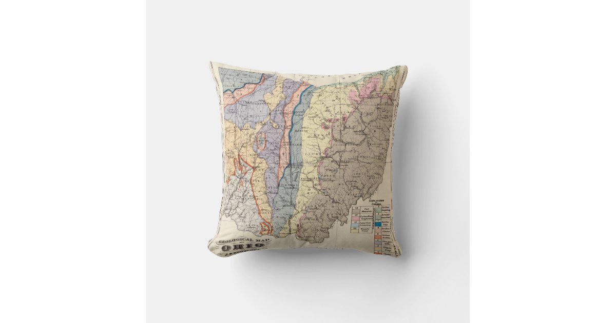 Geological map of Ohio Throw Pillow Zazzle