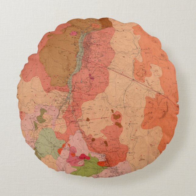 Geological Map of the Washoe District Round Pillow (Front)