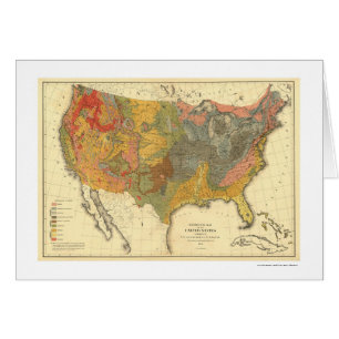 Geological Map Of USA 1872 Cards