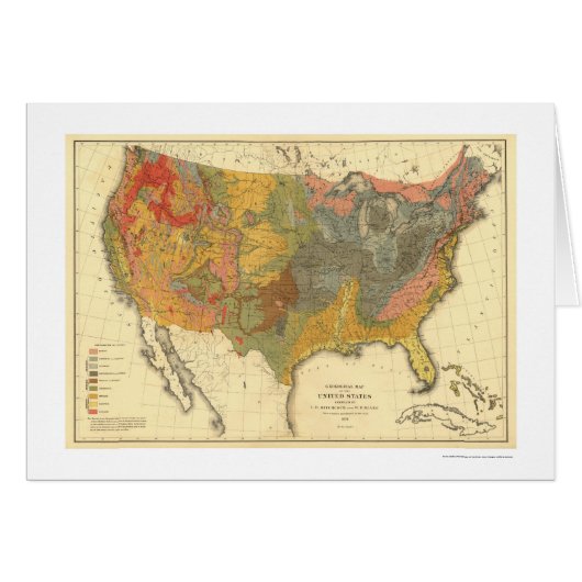 Geological Map Of USA 1872 Cards (Front Horizontal)