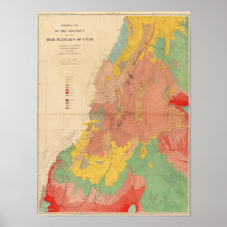 Geological Map Of Utah Poster 