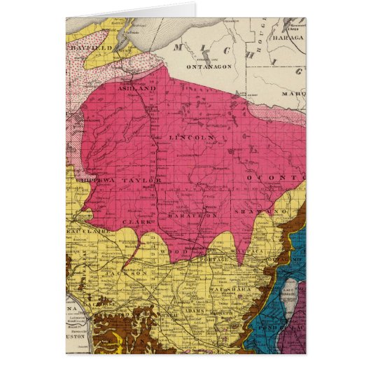 Geological map of Wisconsin Cards (Front)