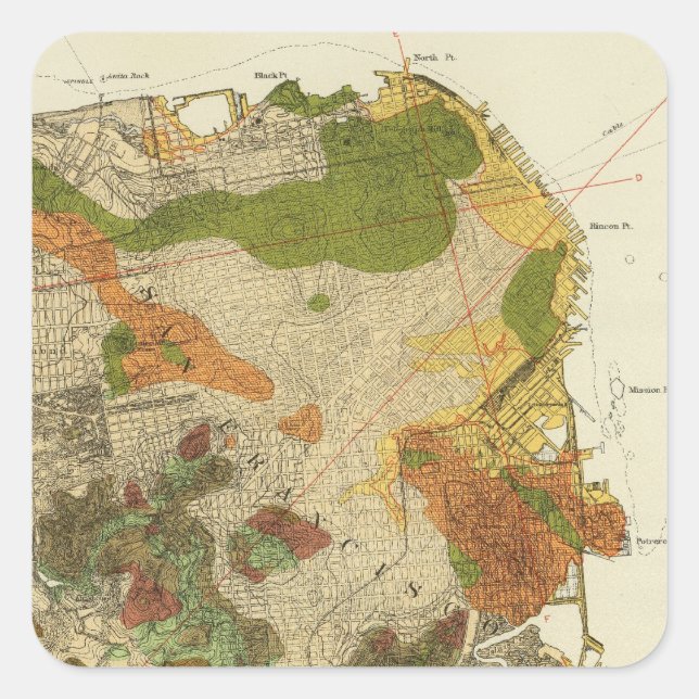 Geological map San Francisco Square Sticker (Front)