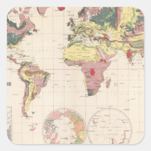 Geological structure of globe square sticker