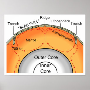 Geological Tectonic Plate Subduction Diagram Poster