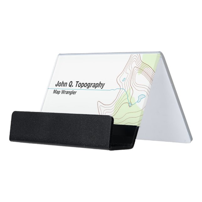 Geologist, Cartographer Topographic Map Desk Business Card Holder (Angled Front)