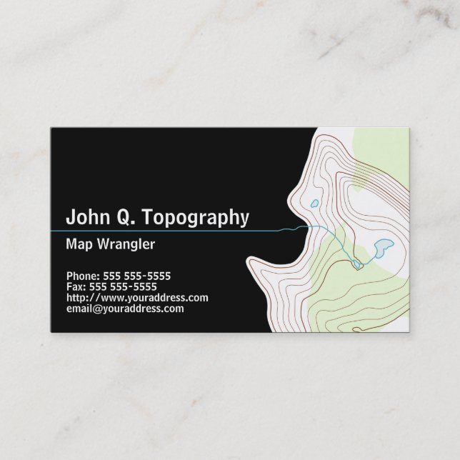 Geologist, Cartographer Topographic Map Personal Business Card (Front)