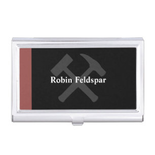 Geologist Crossed Rock Hammer Business Card Case
