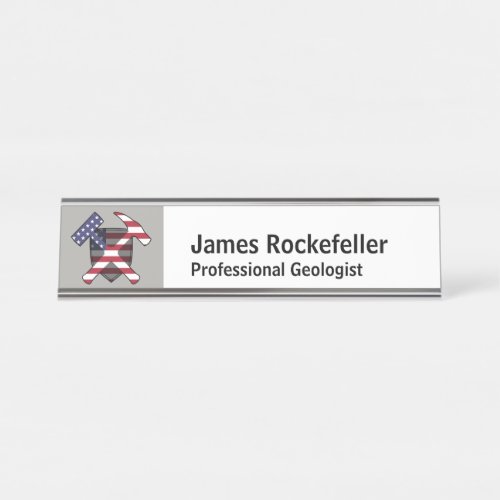 Geologist Nameplate with Rock Hammer Logo USA