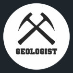 Geologist Sticker<br><div class="desc">Crossed rock hammer design with Geologist in collegiate style lettering.</div>