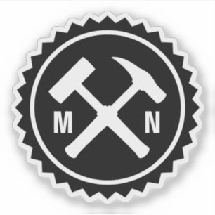 Geologist's Hammer Logo with your Initials on a Sticker