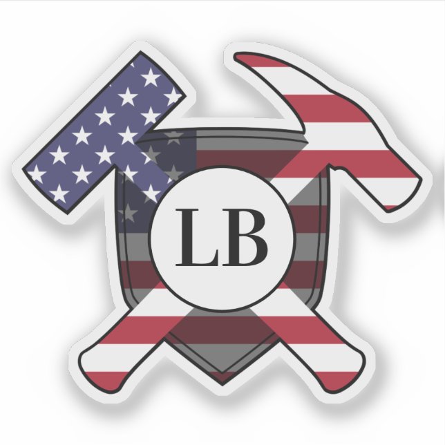 Geologist's Hammers with your Initials on a Vinyl Sticker (Front)