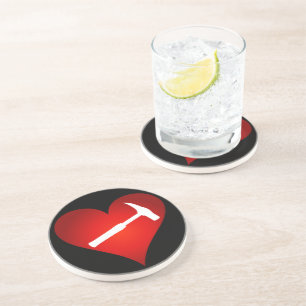 Geologist's Heart and Rock Hammer Drink Coaster