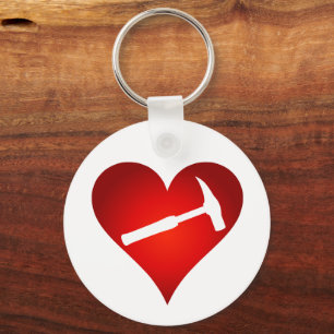 Geologist's Heart and Rock Hammer Keychain