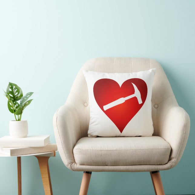 Geologist's Heart and Rock Hammer Throw Pillow (Chair)
