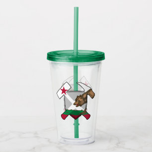 Geologist's Rock Hammer and California Flag Logo Acrylic Tumbler