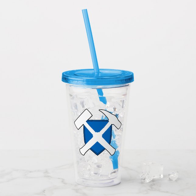 Geologist's Rock Hammer and Flag of Scotland Acrylic Tumbler (Front Ice)