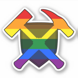 Geologist's Rock Hammer and LGBT Rainbow Flag Sticker