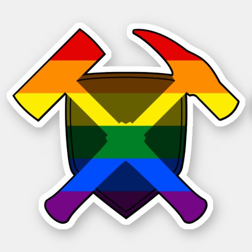 Geologists Rock Hammer and LGBT Rainbow Flag Sticker