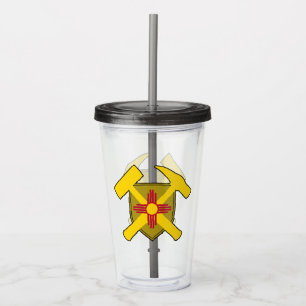 Geologist's Rock Hammer and New Mexico Flag Logo Acrylic Tumbler