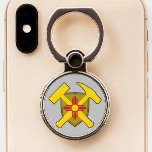 Geologist's Rock Hammer and New Mexico Flag Logo Phone Ring Stand