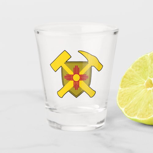 Geologists Rock Hammer and New Mexico Flag Logo Shot Glass