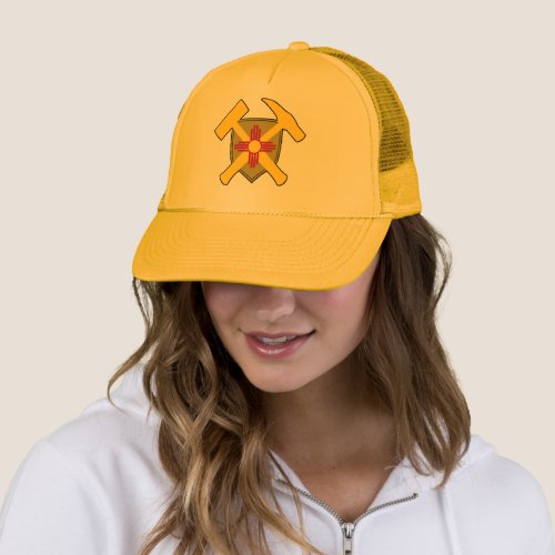 Geologists Rock Hammer and New Mexico Flag Logo Trucker Hat