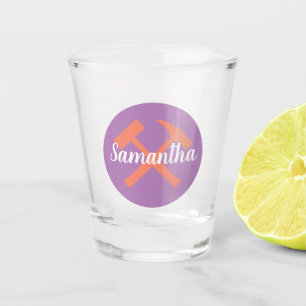 Geologist's Rock Hammer and Personalized Name Shot Glass