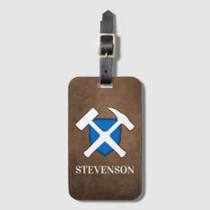 Geologist's Rock Hammer and Scottish Flag Logo Luggage Tag