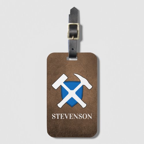 Geologists Rock Hammer and Scottish Flag Logo Luggage Tag